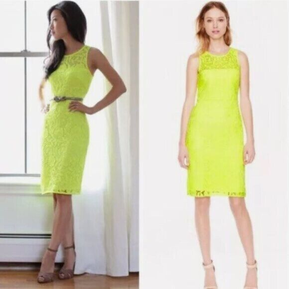 J. Crew Dresses & Skirts - J Crew Collection lace dress bright yellow green size 0